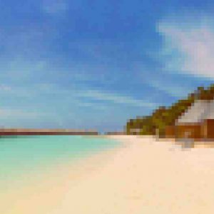 Panorama of tropical beach, travel vacation background